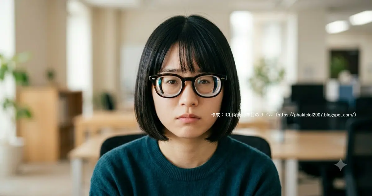 度数がきつく、目が数周り小さく見えるメガネイメージ|ICL術後19年目のリアル
